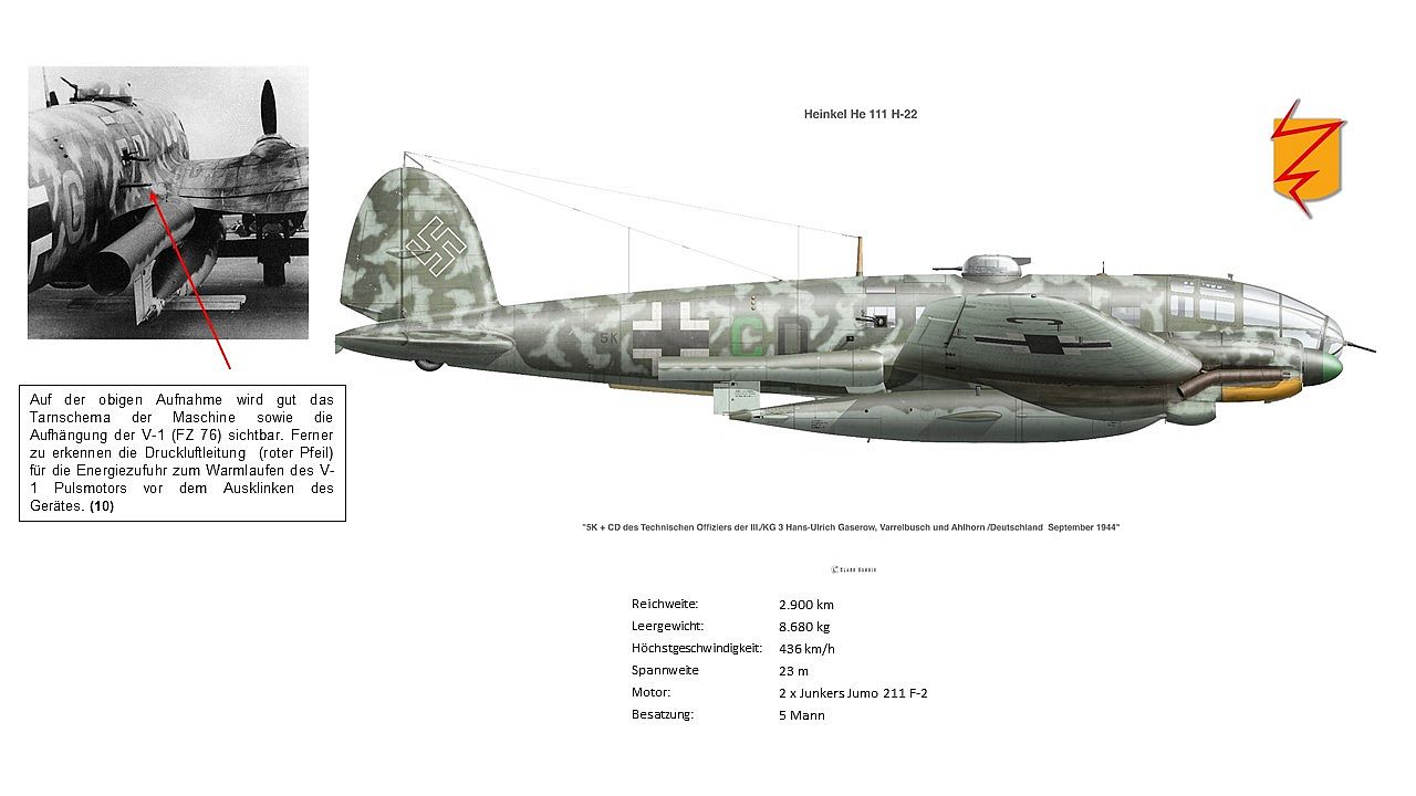 Die He 111 mit FZ 76